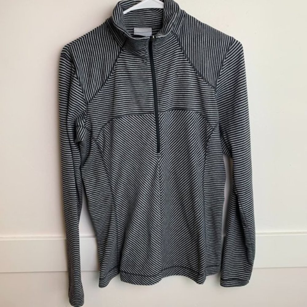 Columbia Black & Gray Striped Quarter Zip Long Sleeve
